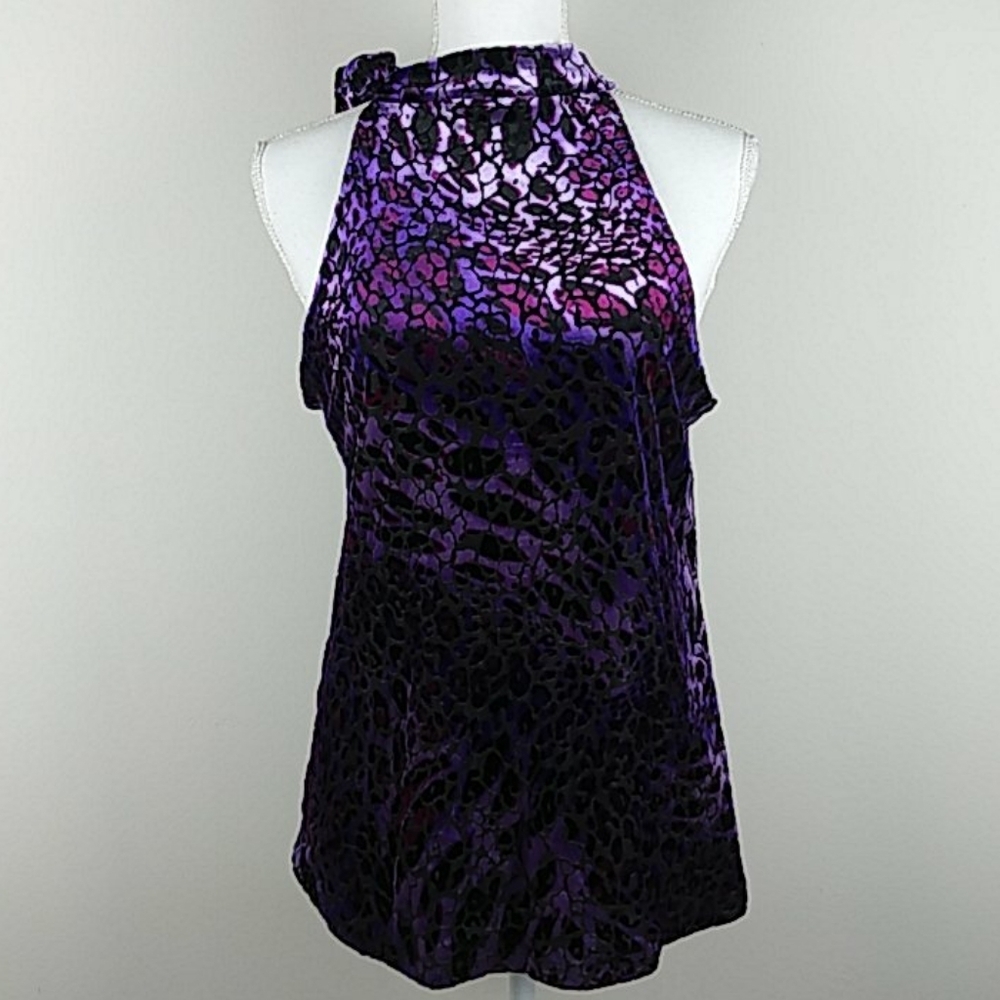 Style & co. Iridescent velvet animal print top